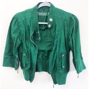 Cropped Green Bomber Jacket
